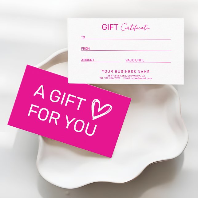 Carte D'appel Hot Pink Professional Business Gift Certificate (Créateur téléchargé)