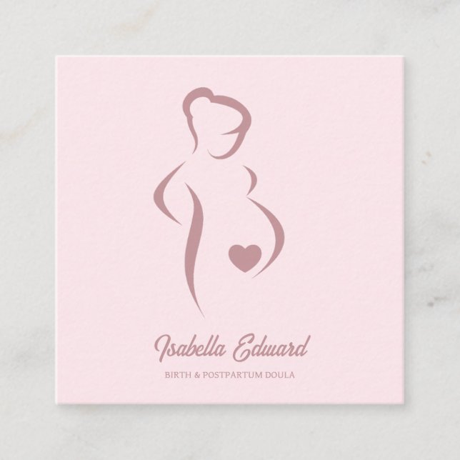 Carte D'appel Illustration d'identité de doula de maternité rose (Devant)