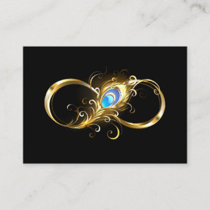 Carte D'appel Infinité avec plume de paon doré