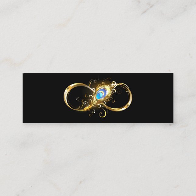 Carte D'appel Infinité avec plume de paon doré (Devant)