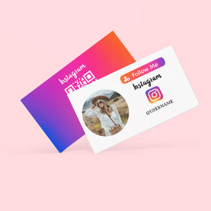 Carte D'appel Instagram Follow Me Photo Rose Holographique Desig