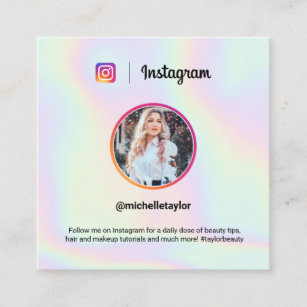 Carte D'appel Instagram photo holographique pastel arc-en-ciel t
