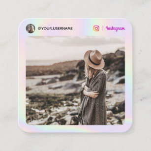 Carte D'appel Instagram photo moderne holographique pastel arc-e