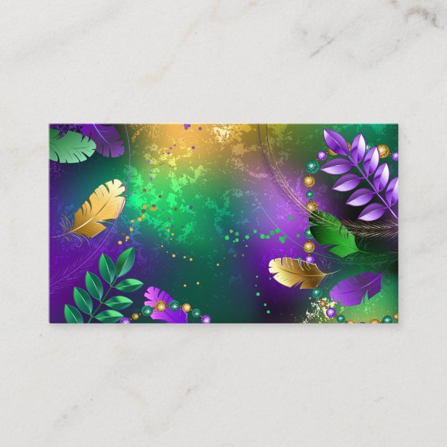Carte D'appel Iridescente mardi gras arrière - plan avec perles (Devant)