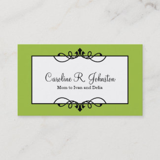 Carte D'appel Jade green border classique cadre personnalisé car