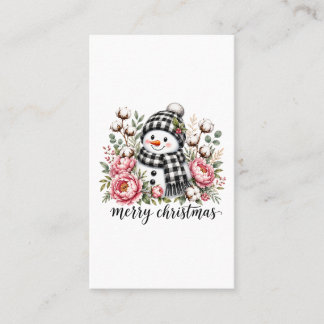 Carte D'appel Joli Bonhomme de Neige Joyeux Noël