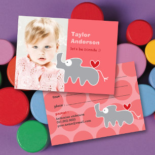 Carte D'appel Jolie Cartoon Grey Rhinoceros Photo Date de Jeu de