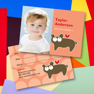 Carte D'appel Jolie photo de dessin animé d'ours brun pour une s