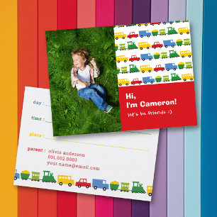 Carte D'appel Jouets pour garçons Transports colorés Photo d'enf