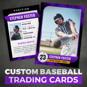 Carte D'appel Joueur de baseball Black Purple