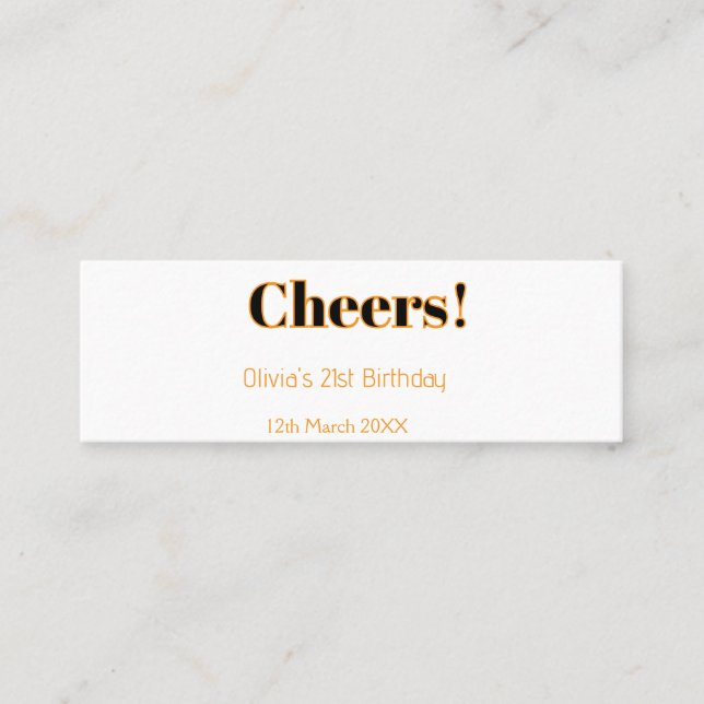 Carte D'appel Joyeux 21e anniversaire nom date simple minimal  (Devant)