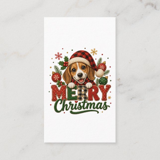 Carte D'appel Joyeux Noël Beagle Mignon (Devant)