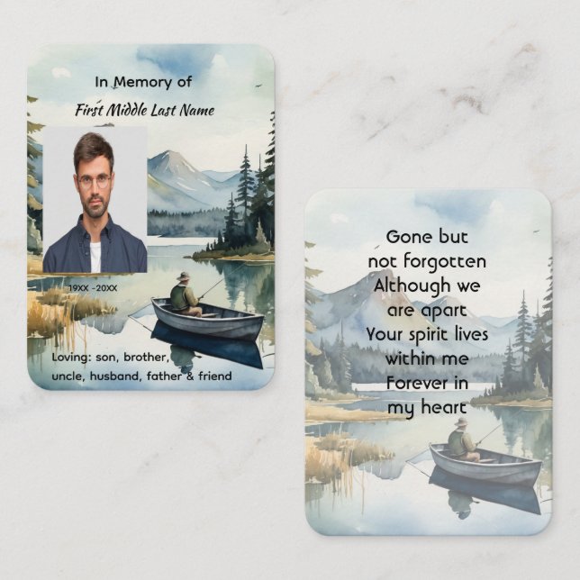 Carte D'appel Lac de pêche de souvenir dans un bateau (Devant / Derrière)