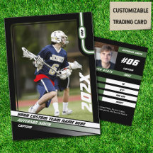 Lacrosse Player Trading Card en vert noir