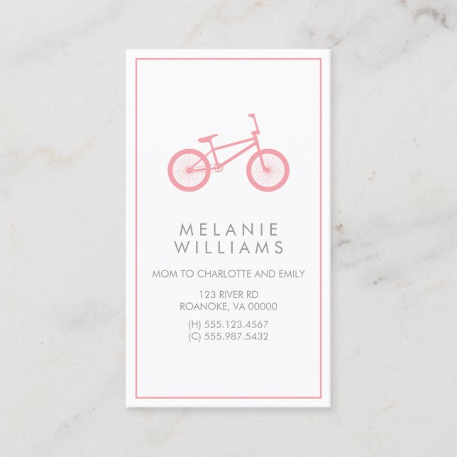 Carte D'appel Le mod rougissent bicyclette rose (Devant)