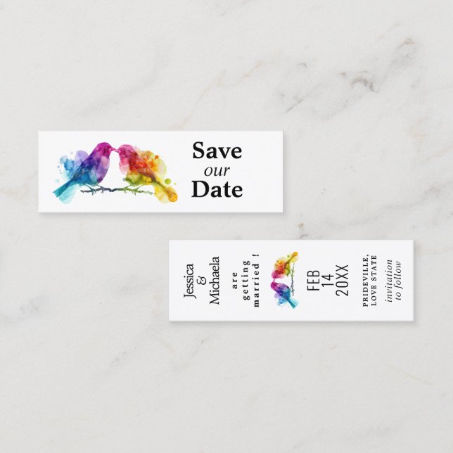 Carte D'appel LGBTQ+ save the date 🌈budget Colombes arc-en-ciel (Devant / Derrière)