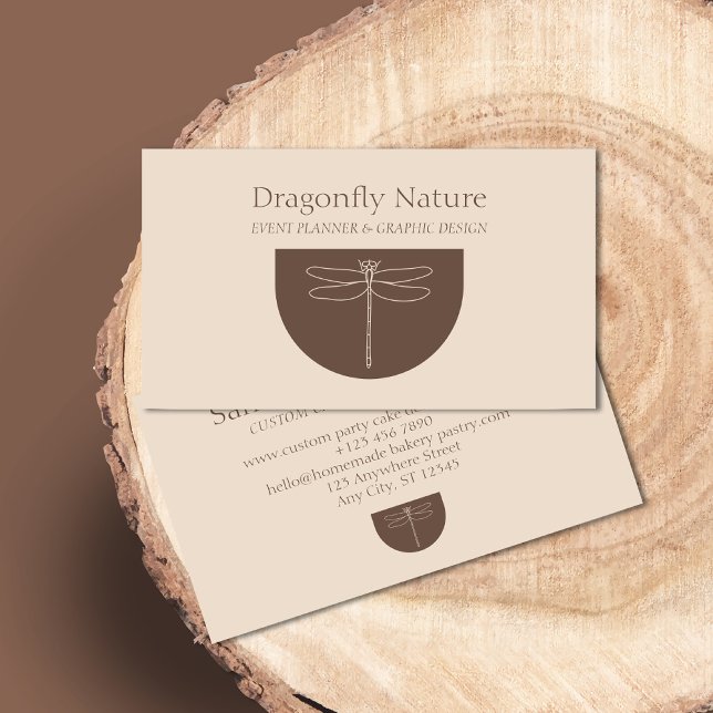 Carte D'appel Libellule beige terracotta (Créateur téléchargé)