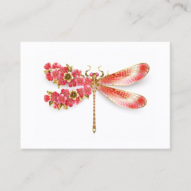 Carte D'appel libellule de fleurs avec sakura de bijoux (Devant)