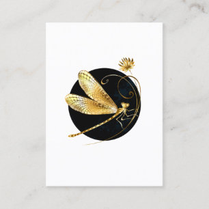 Carte D'appel libellule d'or en cercle noir