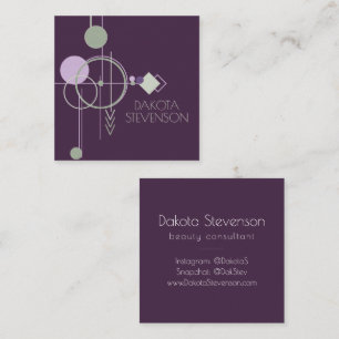 Carte D'appel Linework de tatouage   Bohemian Purple Green Abstr