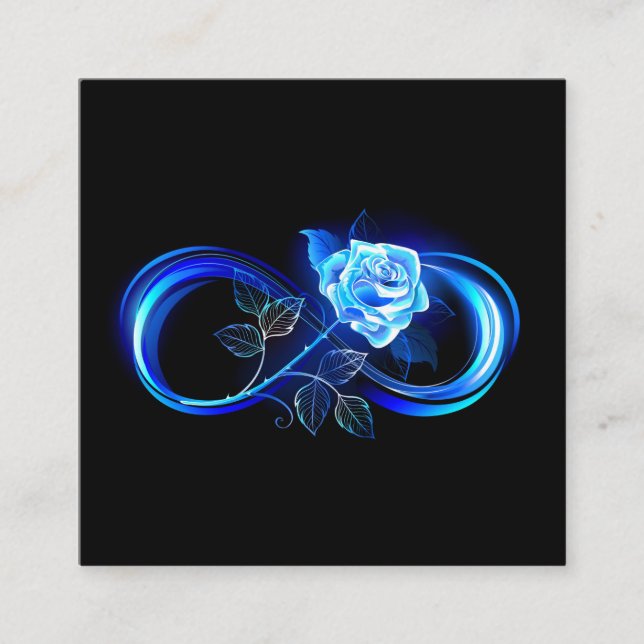 Carte D'appel L'infini lumineux avec une rose bleue (Devant)