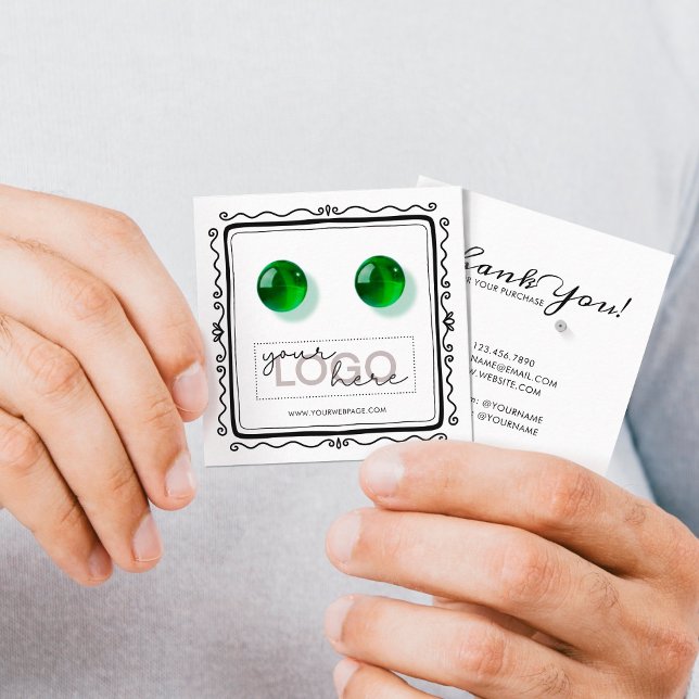 Carte D'appel Logo Boucles d'oreilles Doodle Carré Card 03 Pack  (Créateur téléchargé)