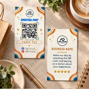 Carte D'appel Logo de code QR de paiement numérique rétro boho o