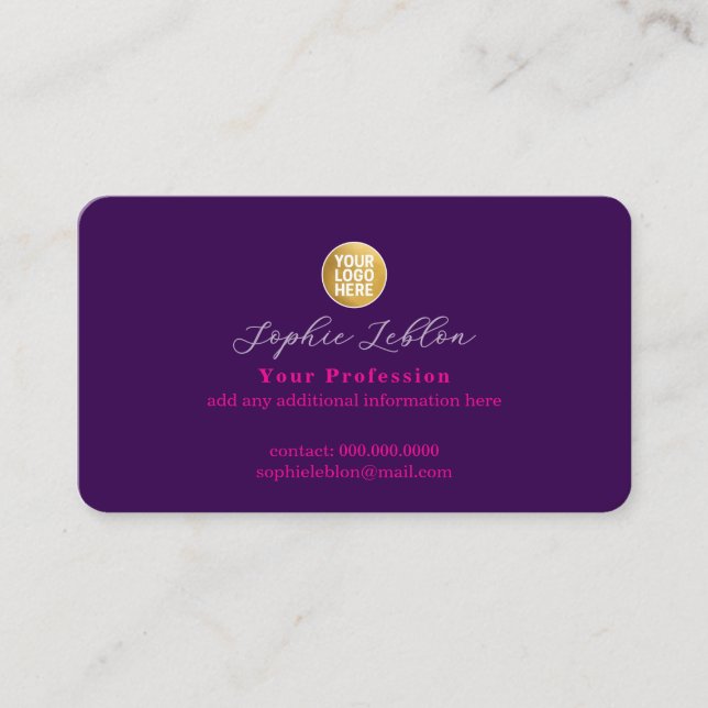 Carte D'appel Logo de marque commerciale violet (Devant)