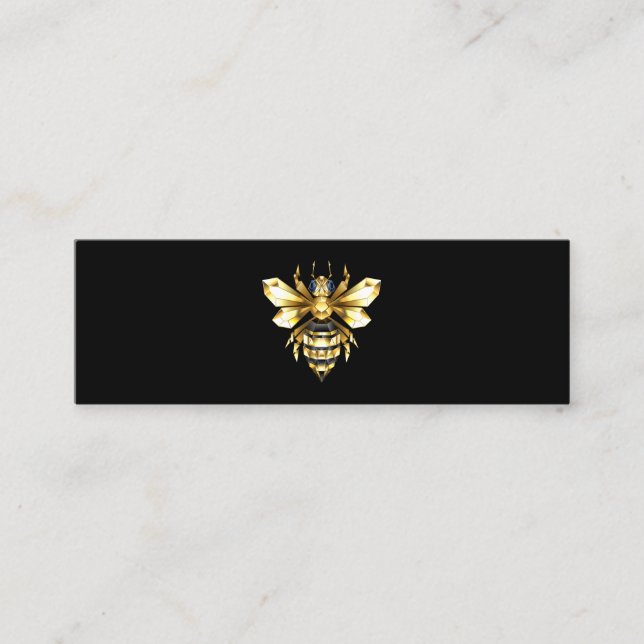 Carte D'appel Logo Faux Gold Foil Bee Polygonal sur Noir (Devant)