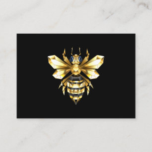 Carte D'appel Logo Faux Gold Foil Bee Polygonal sur Noir