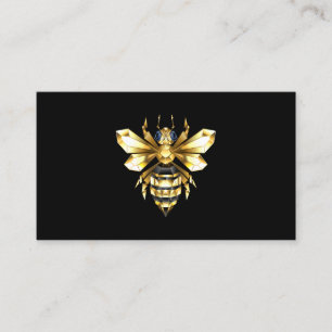 Carte D'appel Logo Faux Gold Foil Bee Polygonal sur Noir
