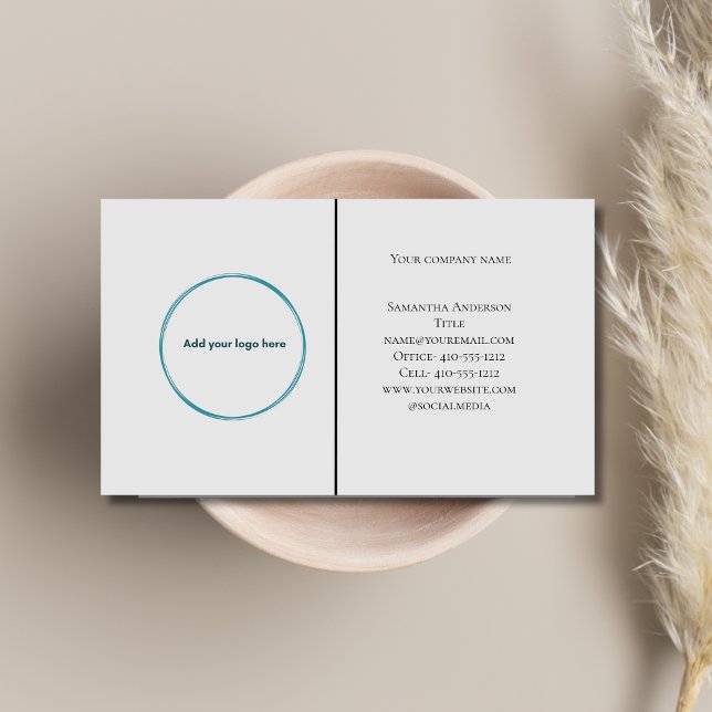 Carte D'appel Logo noir blanc gris minimaliste professionnel (Logo Business Card Light Gray- Add your Logo on one side and other information on the other side.)