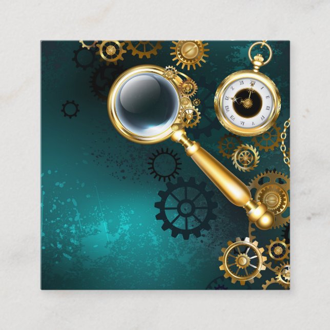 Carte D'appel Loupe en style Steampunk (Devant)