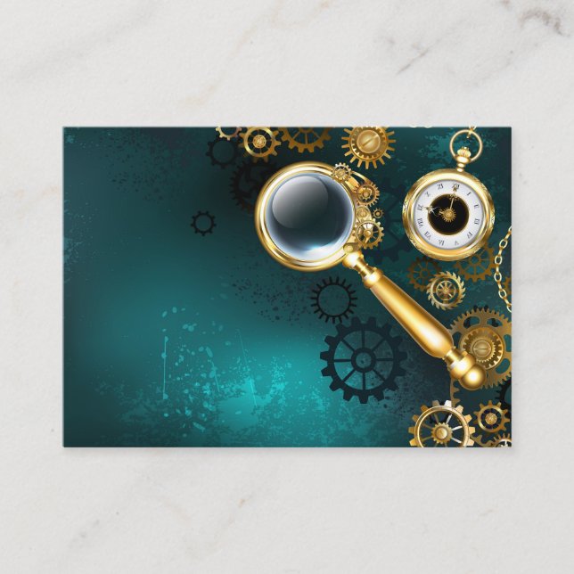 Carte D'appel Loupe en style Steampunk (Devant)
