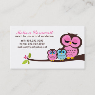 Carte d'appel Maman et Baby Owls