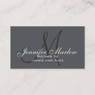 Carte d'appel maman gris, noir blanc Monogramme