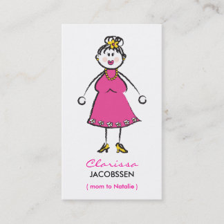 Carte D'appel Maman heureuse de famille de bande dessinée de