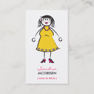 Carte D'appel Maman heureuse de famille de bande dessinée de