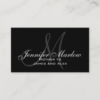 Carte d'appel maman Monogramme noir blanc