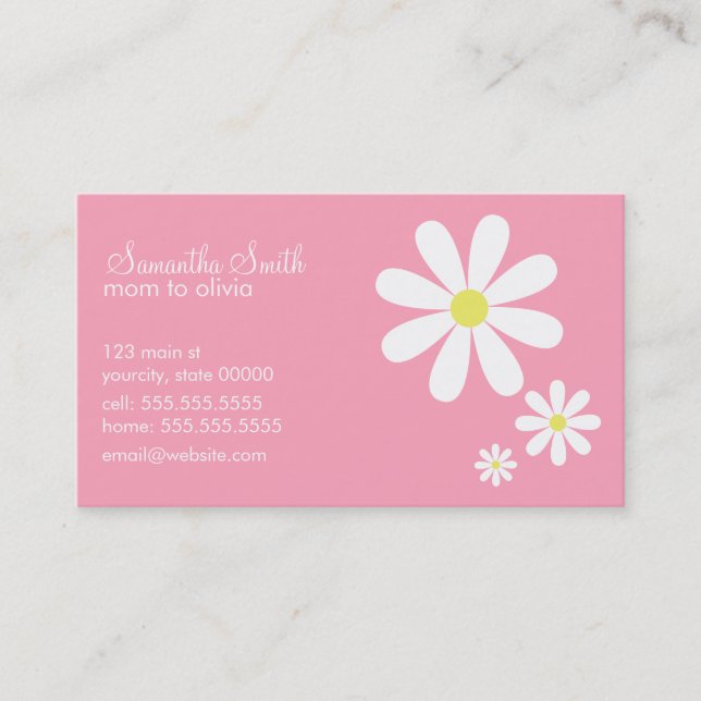 Carte D'appel Marguerites en rose (Devant)