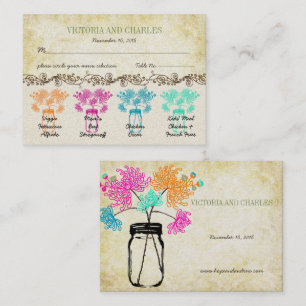 Carte D'appel Mariage de fleurs sauvages Zinnia Mason Jar coloré