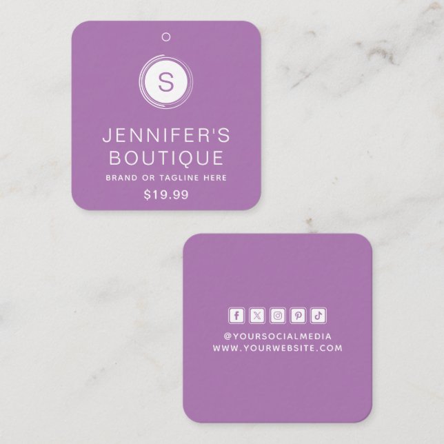 Carte D'appel Marque de boutique moderne violet et blanc (Devant / Derrière)