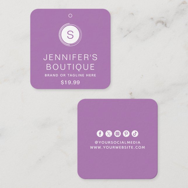 Carte D'appel Marque de boutique moderne violet et blanc (Devant / Derrière)
