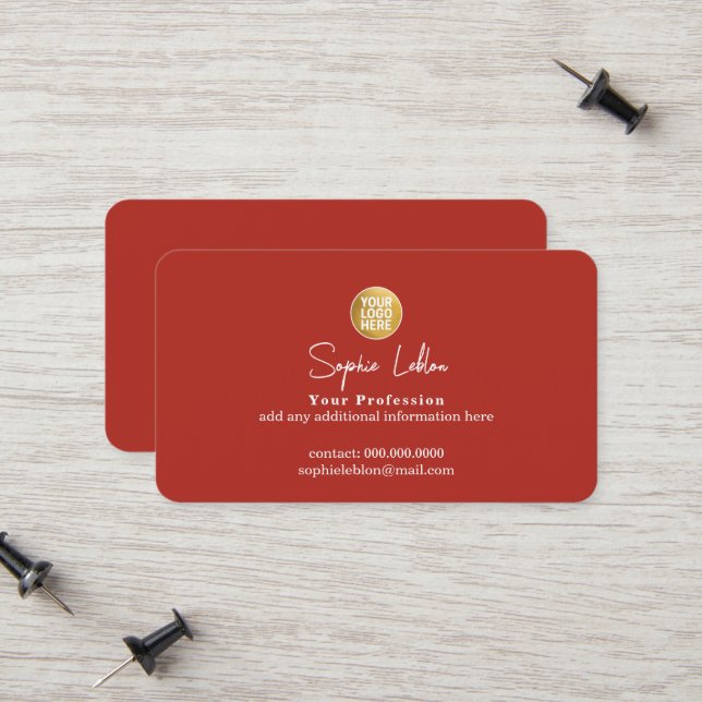 Carte D'appel Marque de logo d'entreprise brique-rouge (Devant/Arrière en situation)