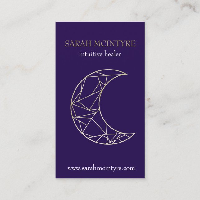 Carte D'appel Médecin psychique de Lune céleste violet profond (Devant)