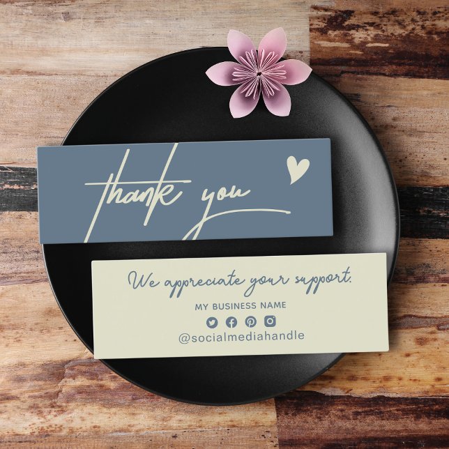 Carte D'appel Merci Bleu Cendré Chic Pour Acheter Petite Marque (Chic Ash Blue Thank You For Shopping Small Brand Calling Card)