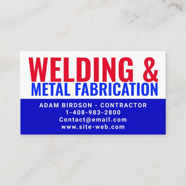 Carte D'appel Metal Fabrication & Welding Contractor Services |  (Devant)