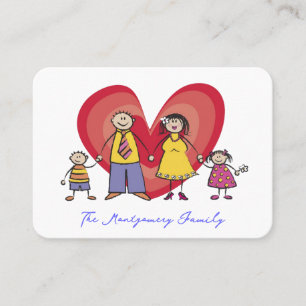 Carte D'appel Mignon Famille Heureuse de Dessin Animé Stylisé Gr
