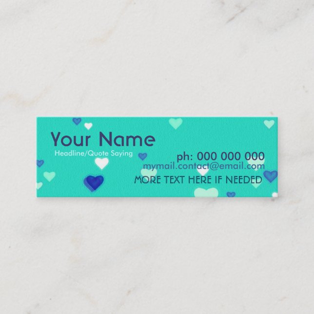 Carte D'appel Mini Love Hearts Contact Profile Card (Devant)