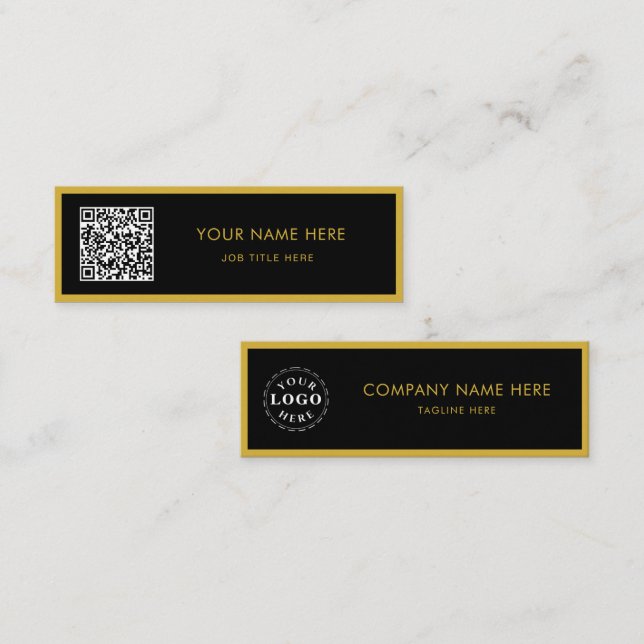 Carte D'appel Minimalist M Gold Black Script QR White (Devant / Derrière)